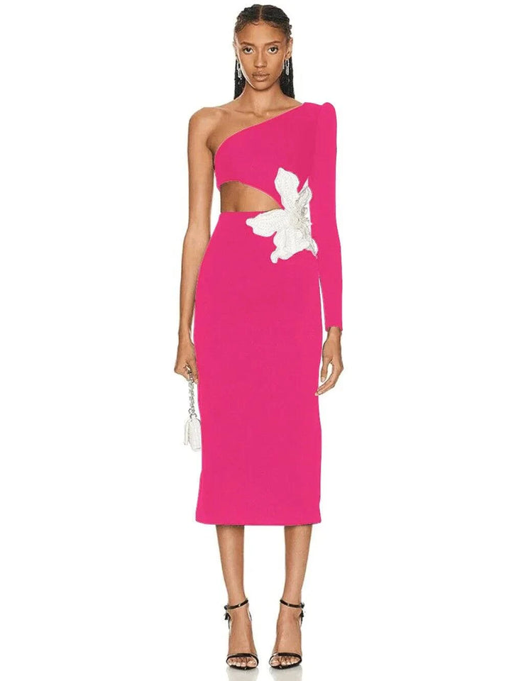 Midnight Blossom Asymmetrical Dress - Celestia Couture