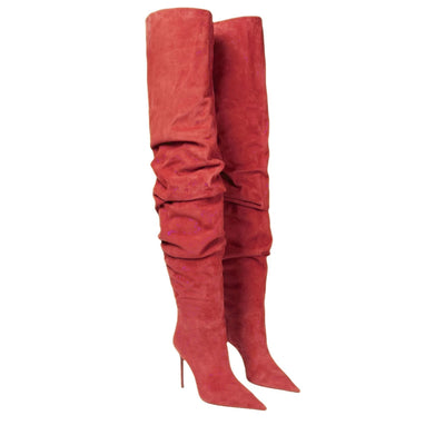 Paloma Suede Pleated Pointed Boots