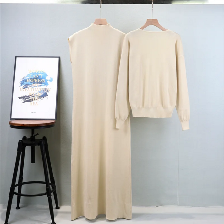 Stylish Knitted Sweater Dress Set - Celestia Couture