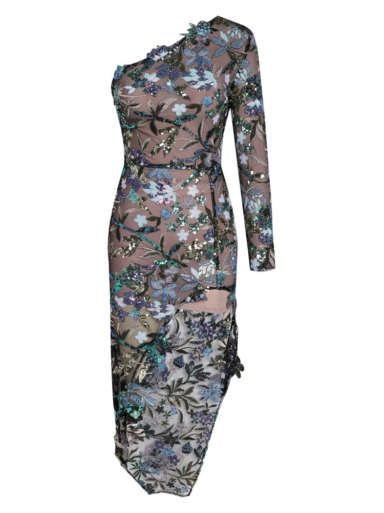 Aurora Blossom Sequin Dress - Celestial Couture