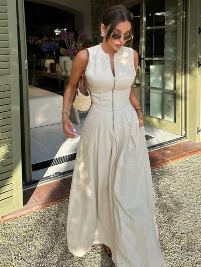 Ethereal Linen Maxi Dress - Celestial Couture