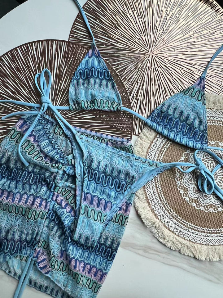 Zigzag 3 Piece boho bikini set - multiple colors available