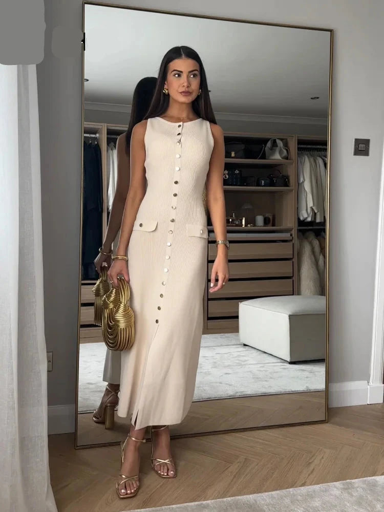 Refined Grace Knitted Long Dress - Celestia Couture