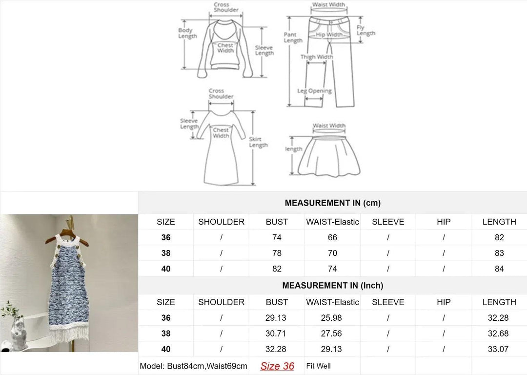 Blue Sleevless Fringed Tassels Knit Buttons Women Mini Dress - Celestia Couture