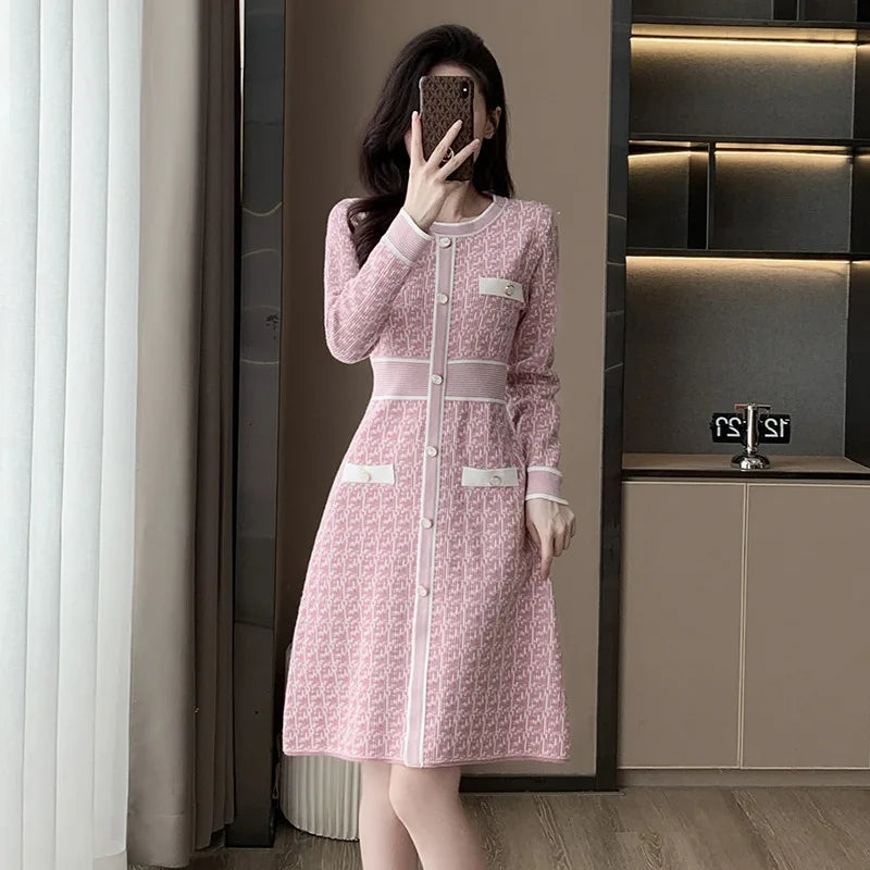 Pink Knitted Dress - Celestia Couture