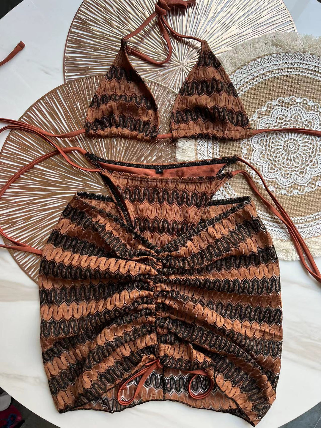 Zigzag 3 Piece boho bikini set - multiple colors available
