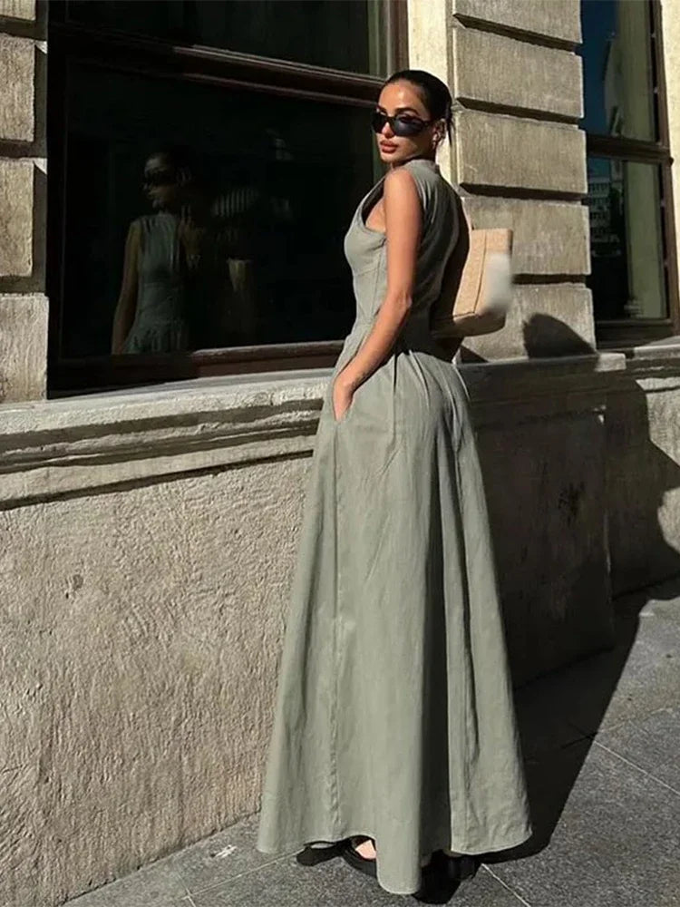 Ethereal Linen Maxi Dress - Celestia Couture