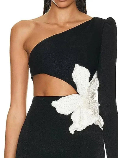 Midnight Blossom Asymmetrical Dress - Celestial Couture
