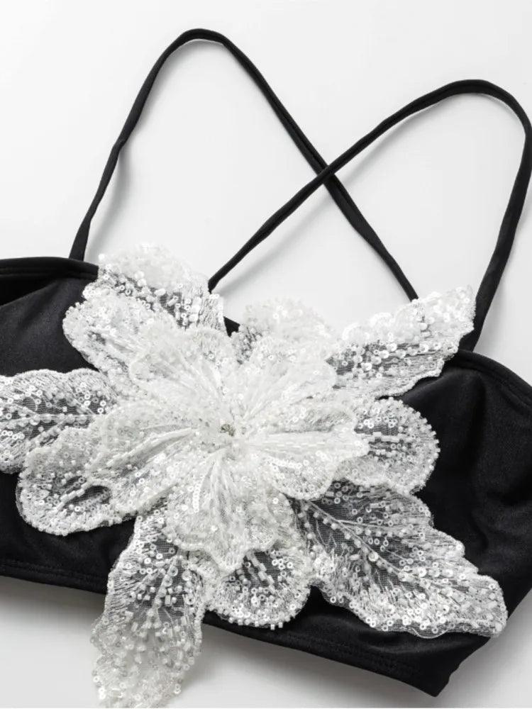 OUINA FLOWER SWIMWEAR AND RUFFLED SKIRT - Celestial Couture