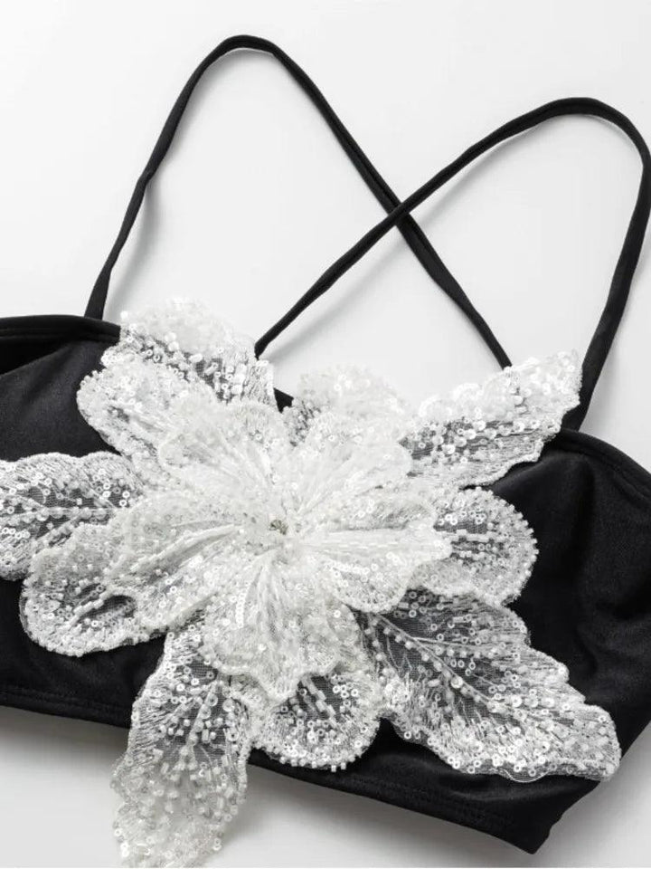 OUINA FLOWER SWIMWEAR AND RUFFLED SKIRT - Celestial Couture
