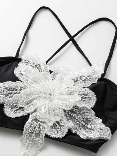 OUINA FLOWER SWIMWEAR AND RUFFLED SKIRT - Celestial Couture