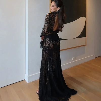 Valentina Black Lace Maxi Dress