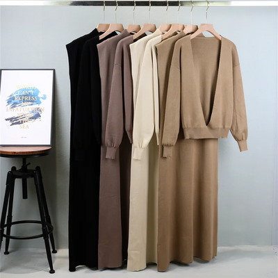 Stylish Knitted Sweater Dress Set - Celestial Couture