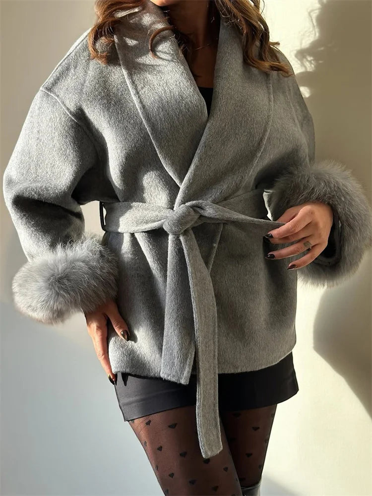 ELARA 2 WOOL COAT FOX FUR