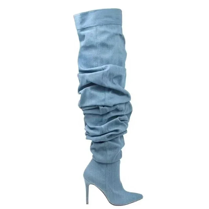 Paloma Suede Pleated Pointed Boots
