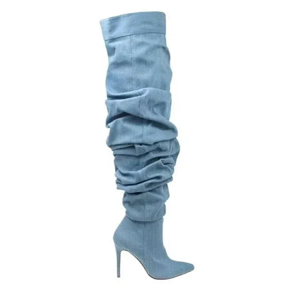 Paloma Suede Pleated Pointed Boots