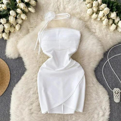 Sexy Strapless Mesh Dress Chic Vintage Evening Party Club Dress Women Chic Slim Ceremonial Hip Wrap Dress - Celestial Couture