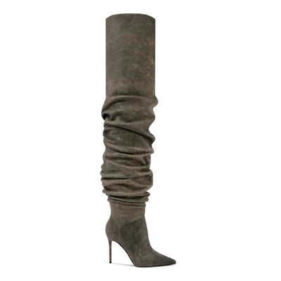 Paloma Suede Pleated Pointed Boots