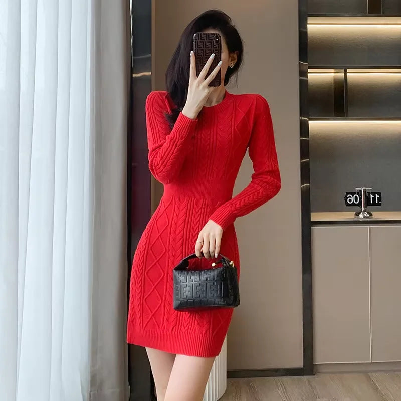 Pink Knitted Dress - Celestia Couture