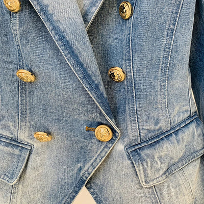 Mona Double Breasted Denim Jeans Short Blazer