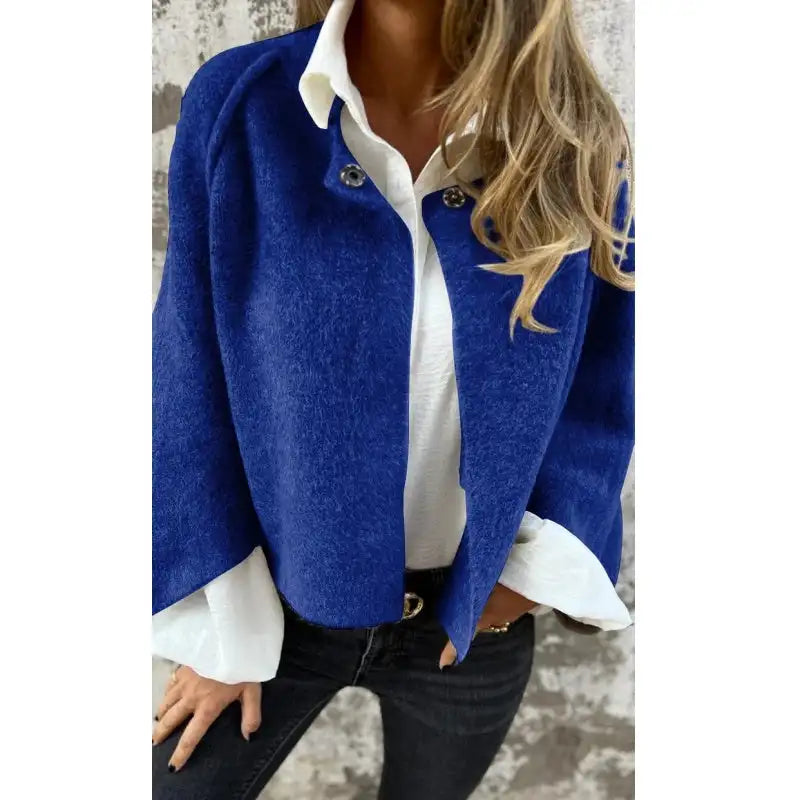 Amalia- Wool cardigan with round neck and long sleeves - Celestia Couture