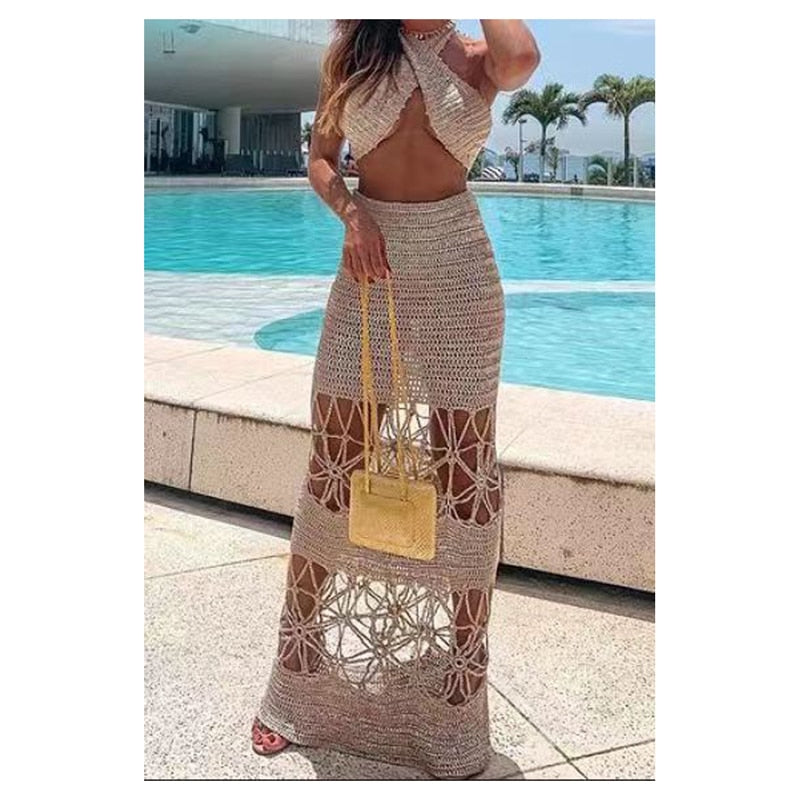 Crochet Crossed Top &amp; skirt set