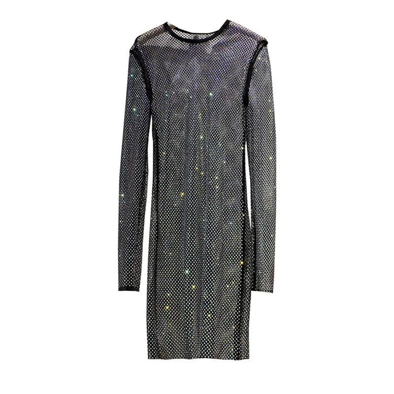 Crystal Diamond Bodycon Dress - Celestia Couture
