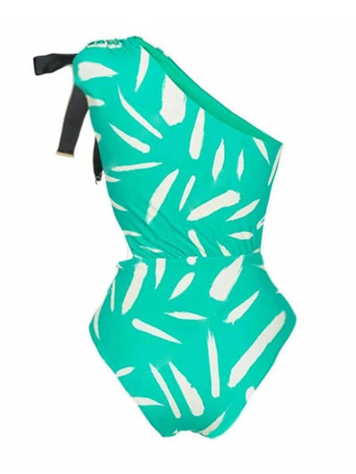 "Ocean Serenity" Fashion Printed Shoulder Strap Bikini Set - Chic Slim Fit, Backless, Push-Up Swimsuit for Beach and Pool - Celestial Couture