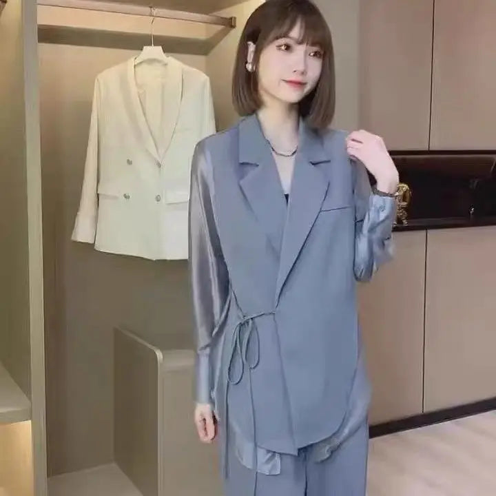 ANNA Chiffon Blazer &amp; Trousers | Sophisticated Women’s Formalwear - Celestia Couture