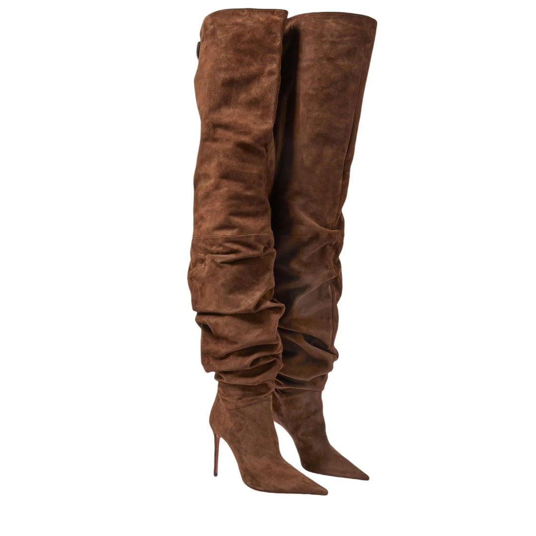 Paloma Suede Pleated Pointed Boots