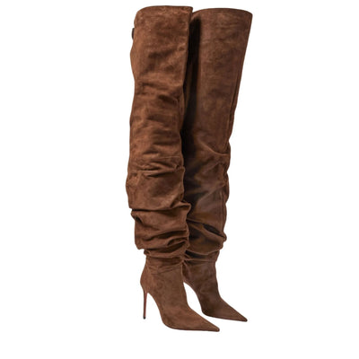 Paloma Suede Pleated Pointed Boots