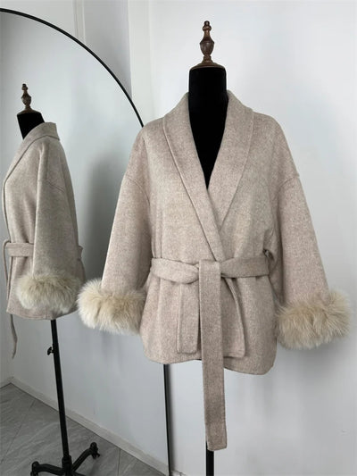 ELARA 2 WOOL COAT FOX FUR