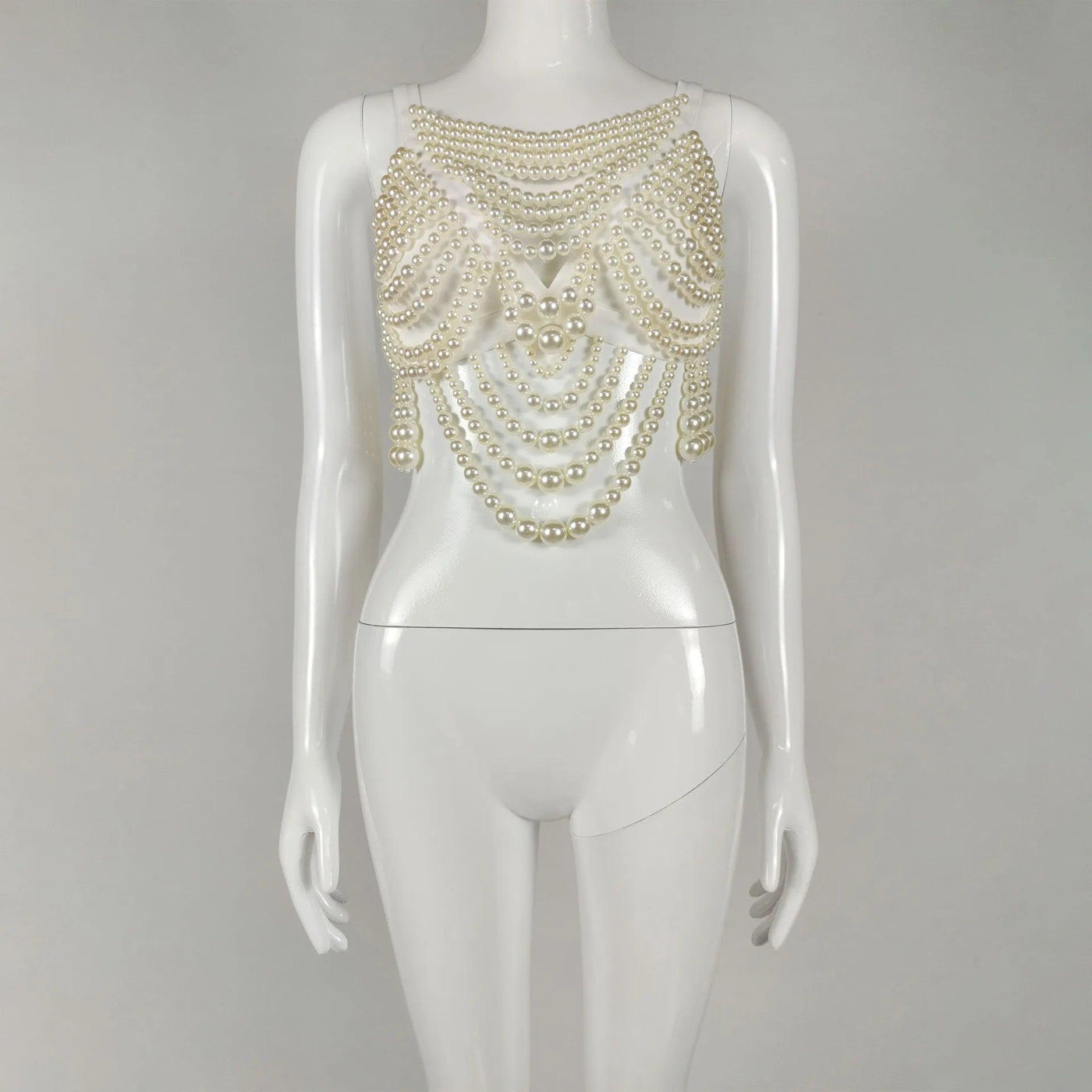 Sleeveless Full Pearl Beading Top - Celestial Couture