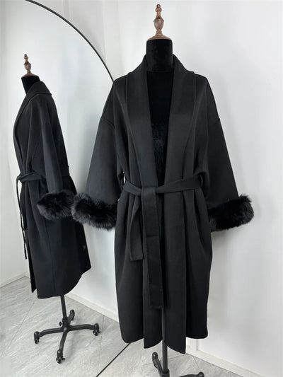 ELARA 2 WOOL COAT FOX FUR