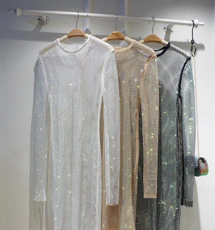 Crystal Diamond Bodycon Dress - Celestia Couture