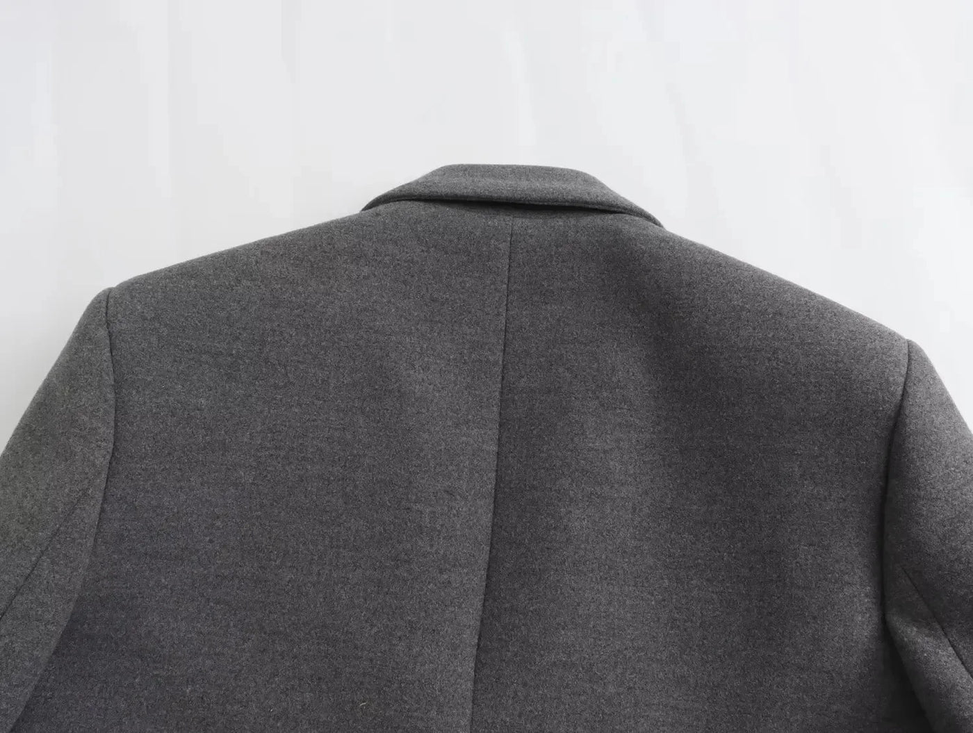LARA Elegant Solid Gray Wool Blazer