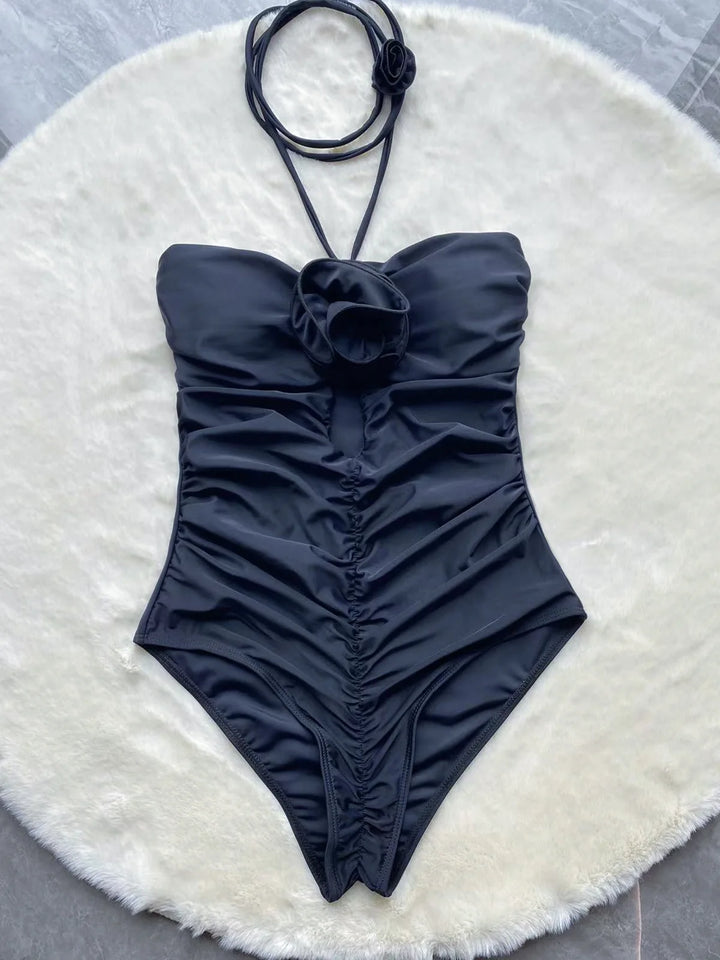 Blossom Noir Floral Monokini - Celestial Couture