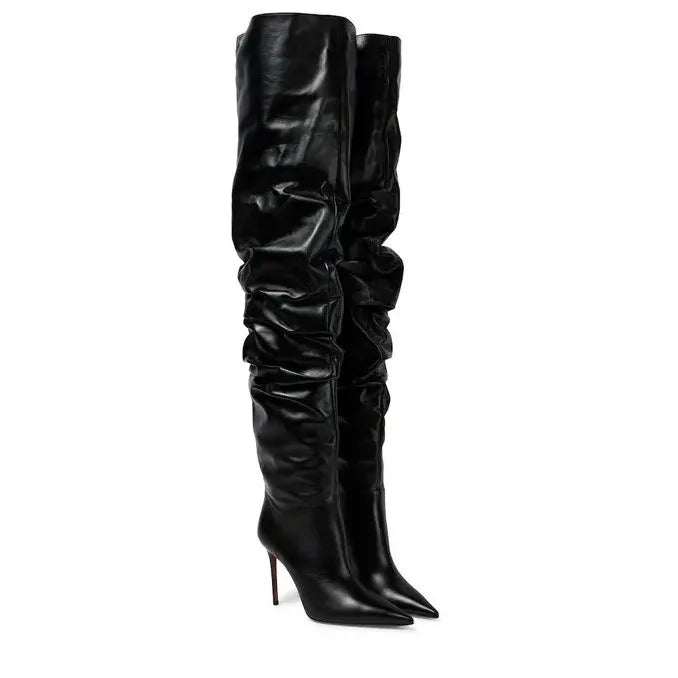 Paloma Suede Pleated Pointed Boots