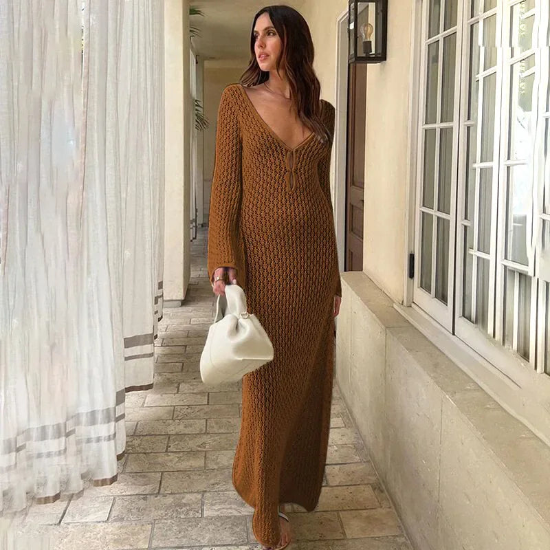 Midnight Breeze Knit Cover-Up Dress - Celestial Couture