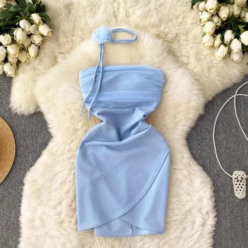 Sexy Strapless Mesh Dress Chic Vintage Evening Party Club Dress Women Chic Slim Ceremonial Hip Wrap Dress - Celestial Couture