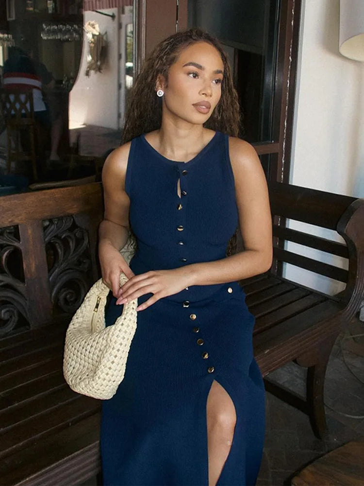 Refined Grace Knitted Long Dress - Celestial Couture