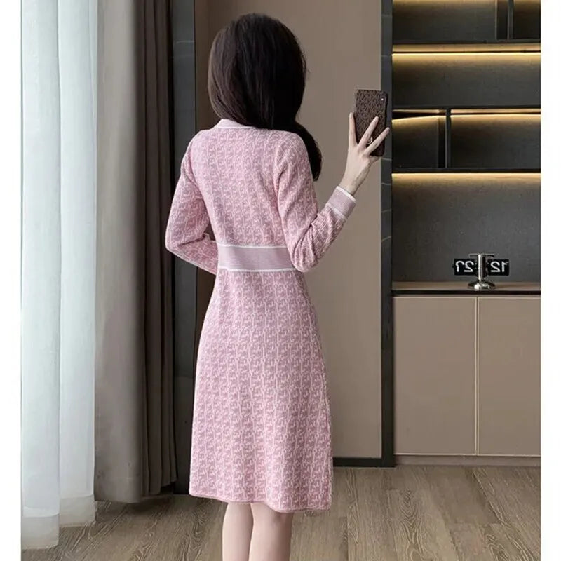 Pink Knitted Dress - Celestia Couture