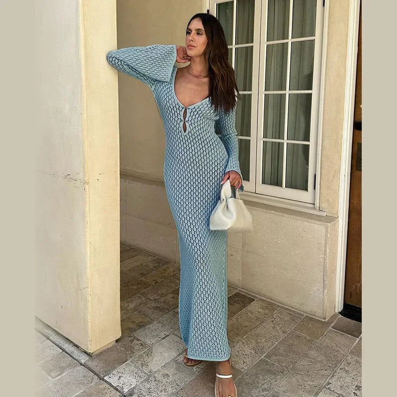 Midnight Breeze Knit Cover-Up Dress - Celestial Couture