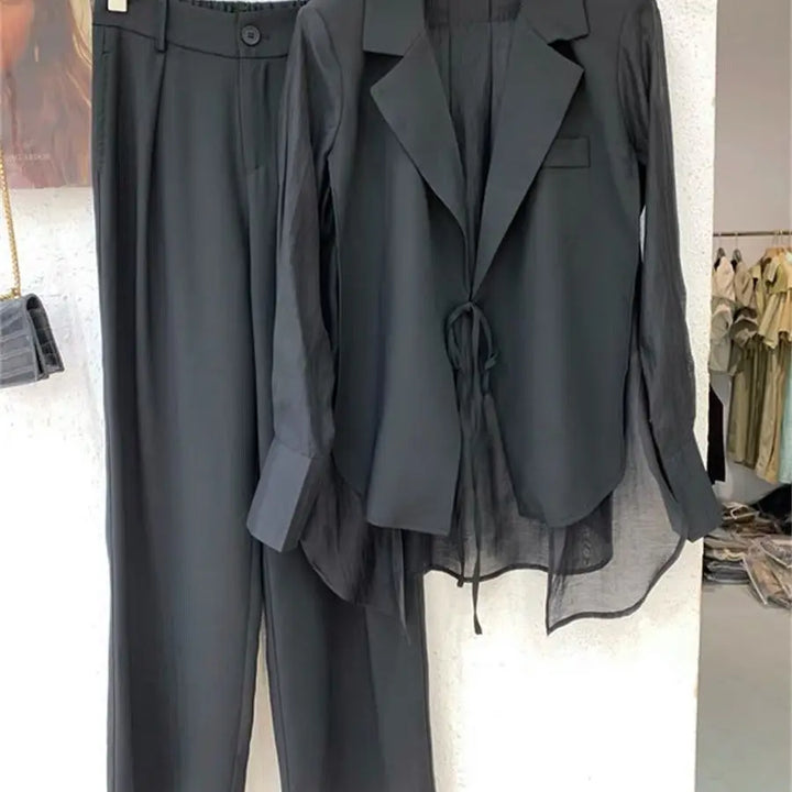 ANNA Chiffon Blazer &amp; Trousers | Sophisticated Women’s Formalwear - Celestia Couture