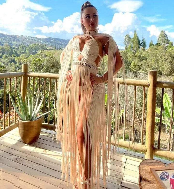 Bohemian Crochet Knitted Beach Cover Up
