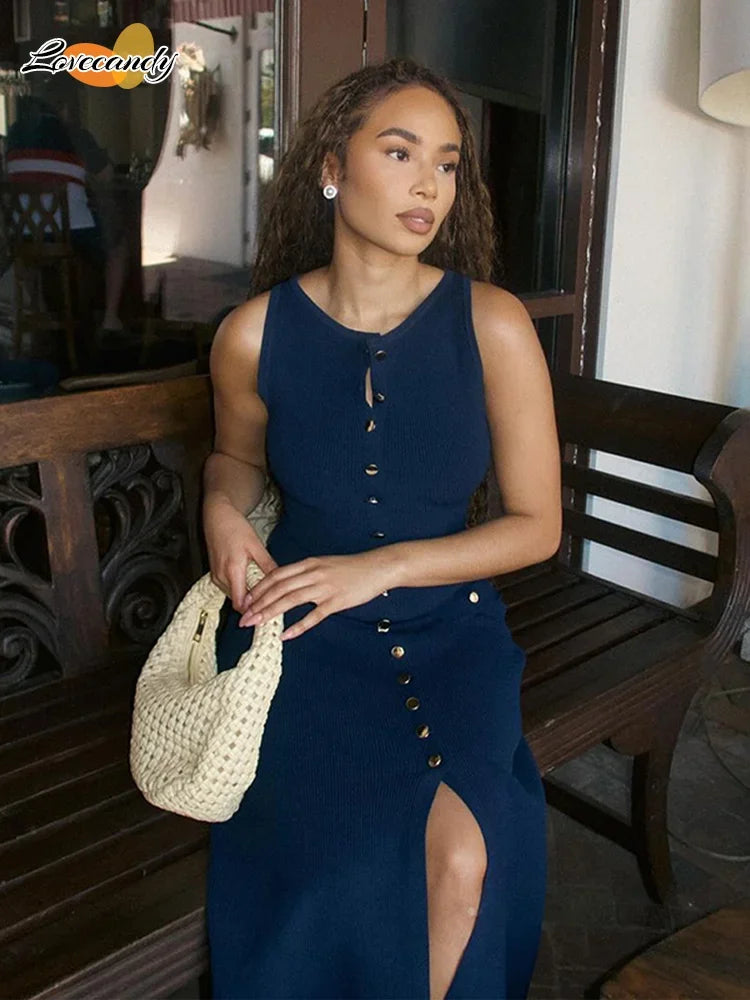 Refined Grace Knitted Long Dress - Celestial Couture
