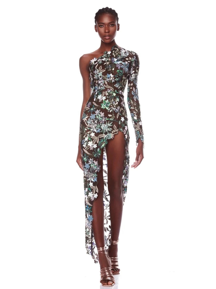 Aurora Blossom Sequin Dress - Celestial Couture