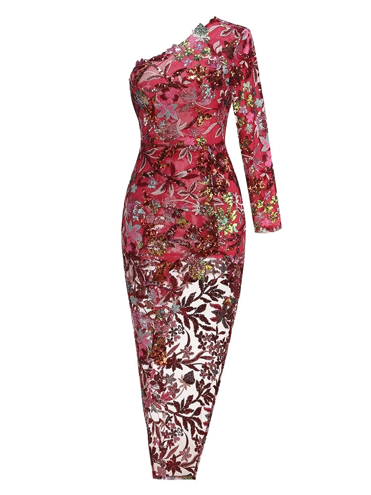 Aurora Blossom Sequin Dress - Celestial Couture