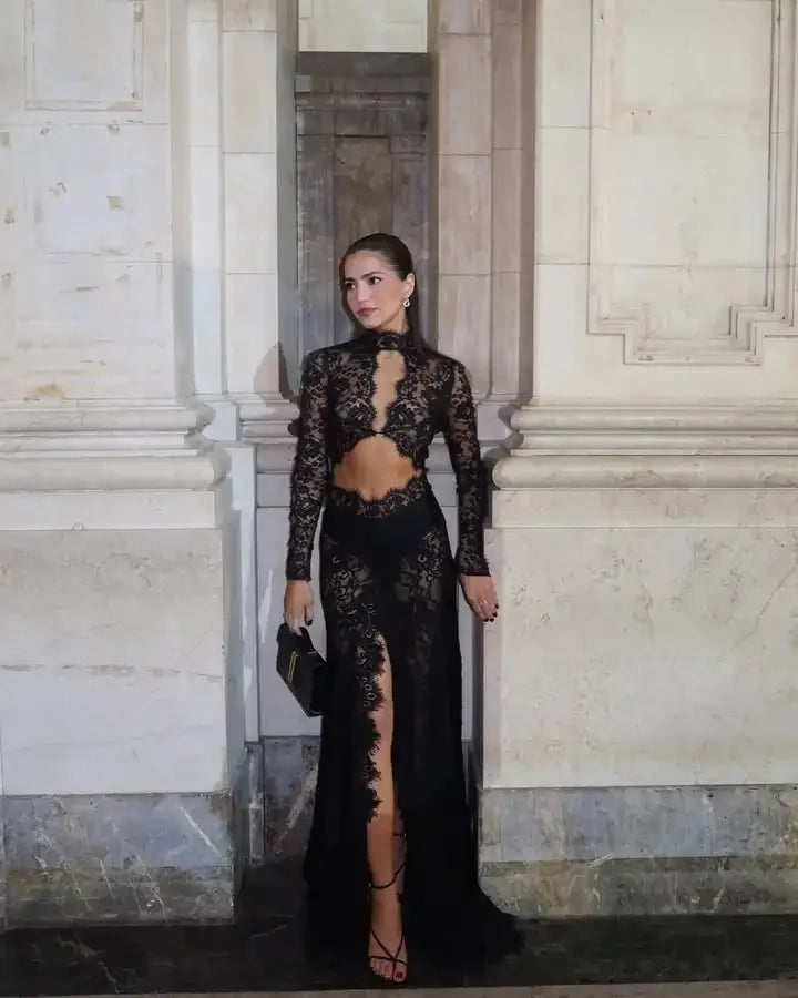 Valentina Black Lace Maxi Dress