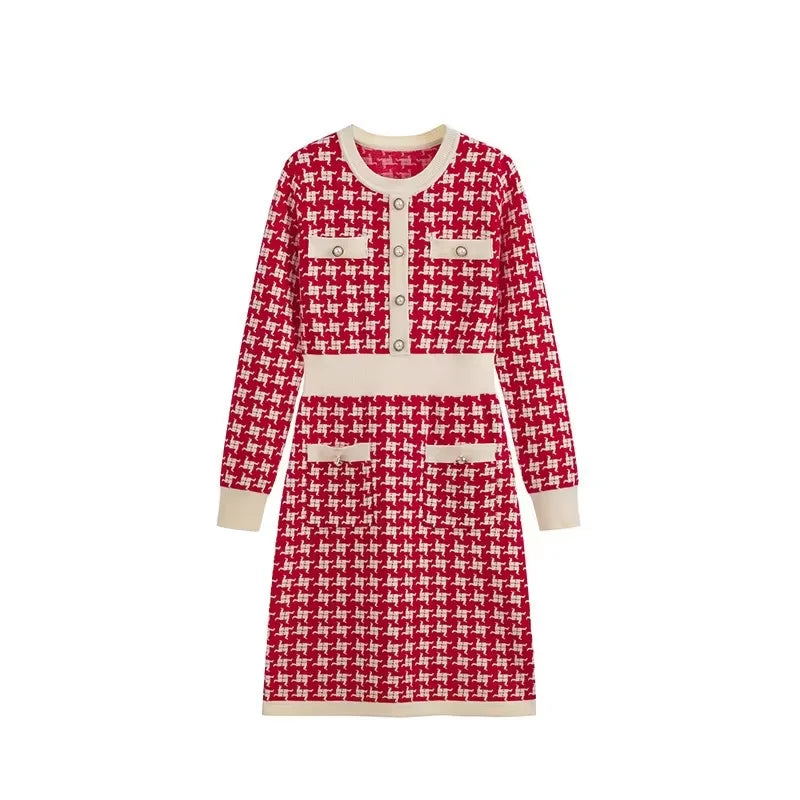 Pink Knitted Dress - Celestia Couture
